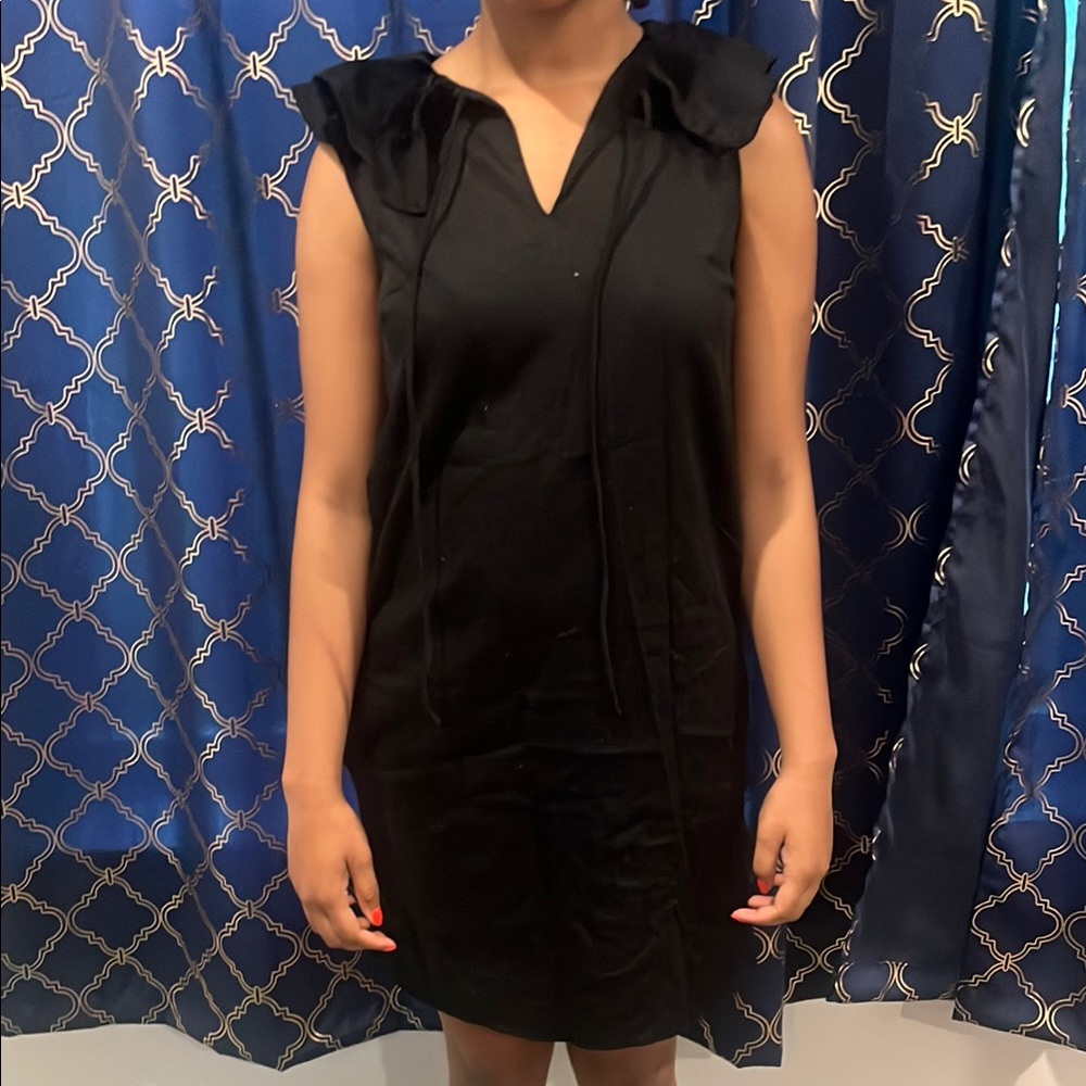 Joe Fresh Black Sheath Mini Dress V-Neck Flutter Sleeves